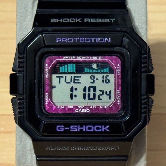 Casio G-Shock GLX-5500-1 Tide & Moon Graph Surf Square Men's Digital Watch 5500 - Picture 1 of 12